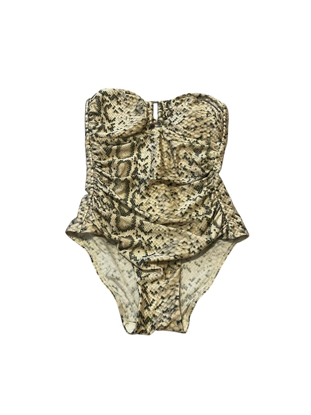 ZIMMERMAN Snakeskin Print One Piece Swimsuit Ruched Halter Strapless SIZE US 4/6